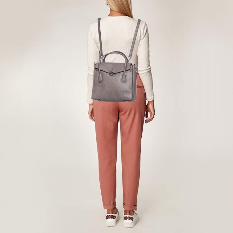 Pre Owned MICHAEL Michael Kors Grey Grained Leather Large Mercer All In One Tote
