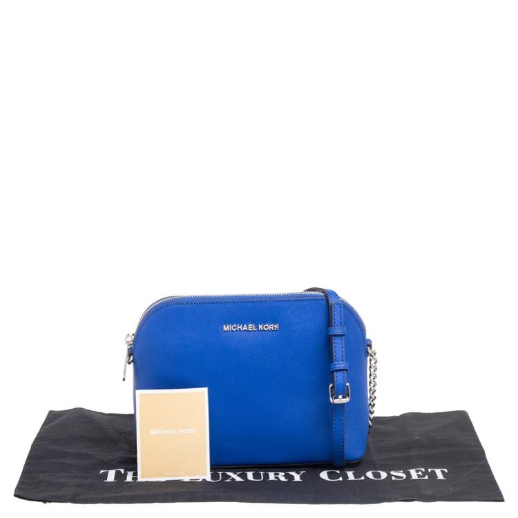 Pre Owned MICHAEL Michael Kors Royal Blue Saffiano Leather Cindy Crossbody Bag