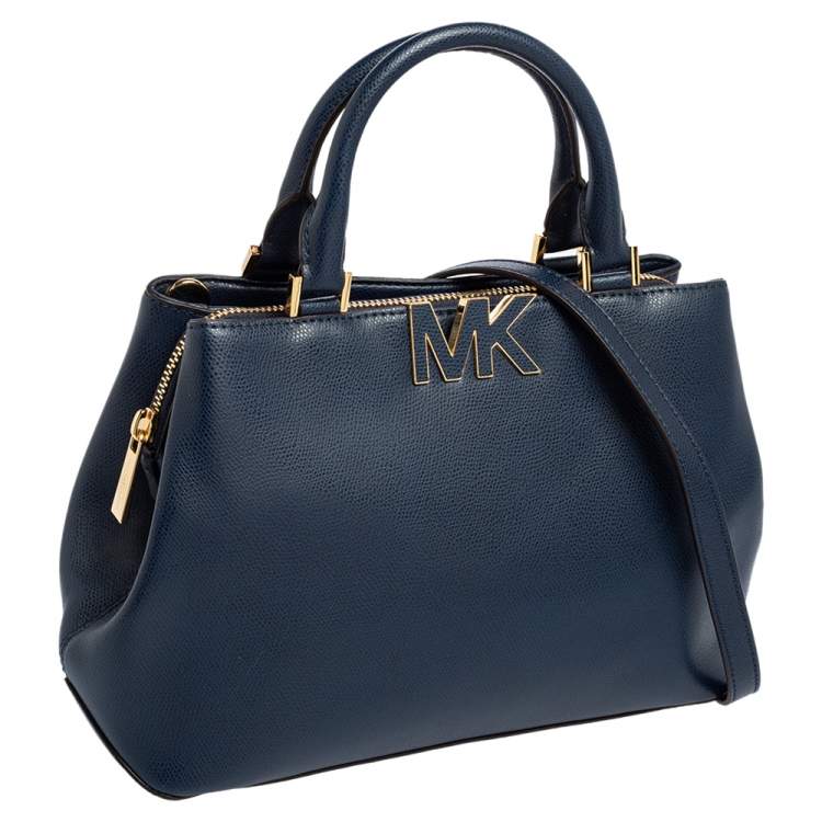 Pre Owned MICHAEL Michael Kors Navy Blue Leather Medium Florence Satchel
