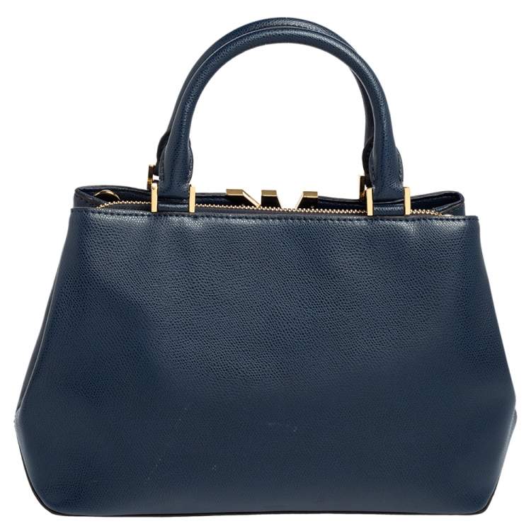 Pre Owned MICHAEL Michael Kors Navy Blue Leather Medium Florence Satchel