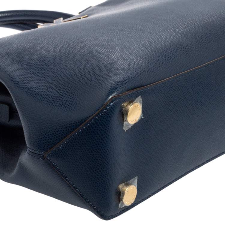 Pre Owned MICHAEL Michael Kors Navy Blue Leather Medium Florence Satchel