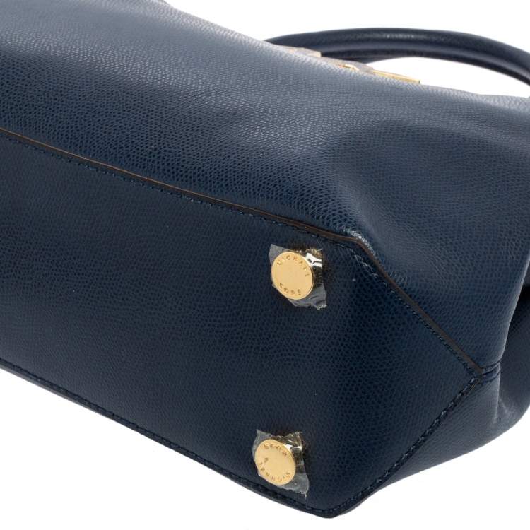 Pre Owned MICHAEL Michael Kors Navy Blue Leather Medium Florence Satchel