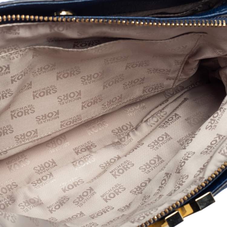 Pre Owned MICHAEL Michael Kors Navy Blue Leather Medium Florence Satchel