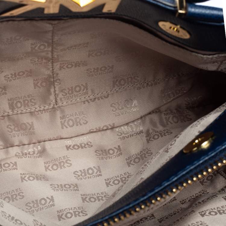 Pre Owned MICHAEL Michael Kors Navy Blue Leather Medium Florence Satchel