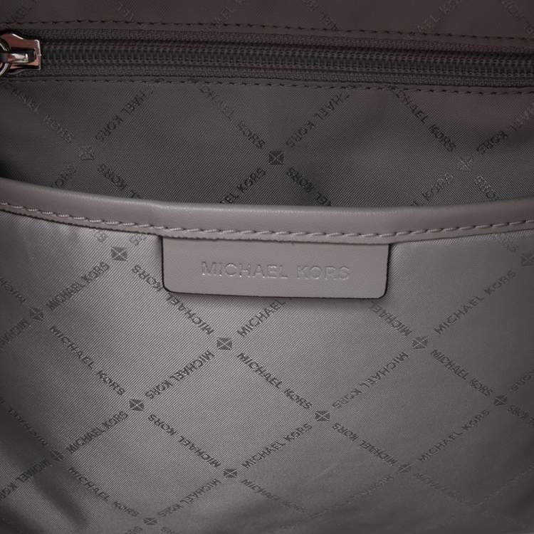 Pre Owned MICHAEL Michael Kors Grey Signature Coated Canvas and Leather Medium Kenly Backpack
