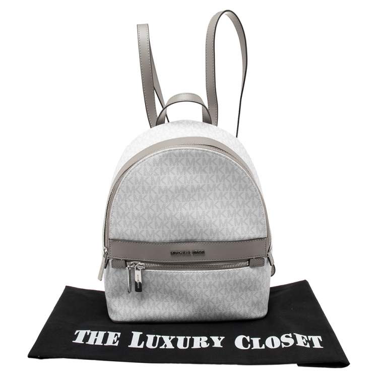 Pre Owned MICHAEL Michael Kors Grey Signature Coated Canvas and Leather Medium Kenly Backpack