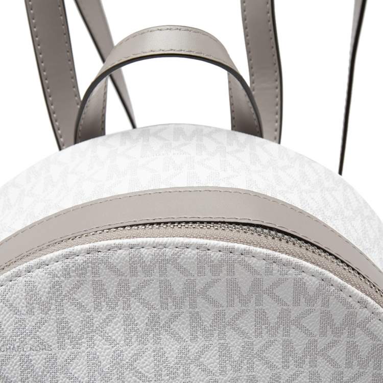 Pre Owned MICHAEL Michael Kors Grey Signature Coated Canvas and Leather Medium Kenly Backpack
