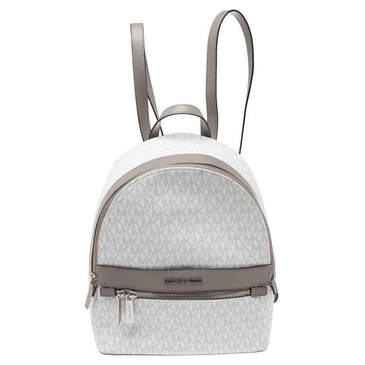 MICHAEL Michael Kors Grey Signature Coated Canvas and Leather Medium Kenly  Backpack MICHAEL Michael Kors