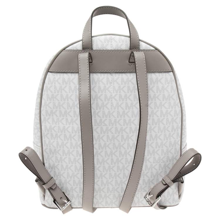 Pre Owned MICHAEL Michael Kors Grey Signature Coated Canvas and Leather Medium Kenly Backpack