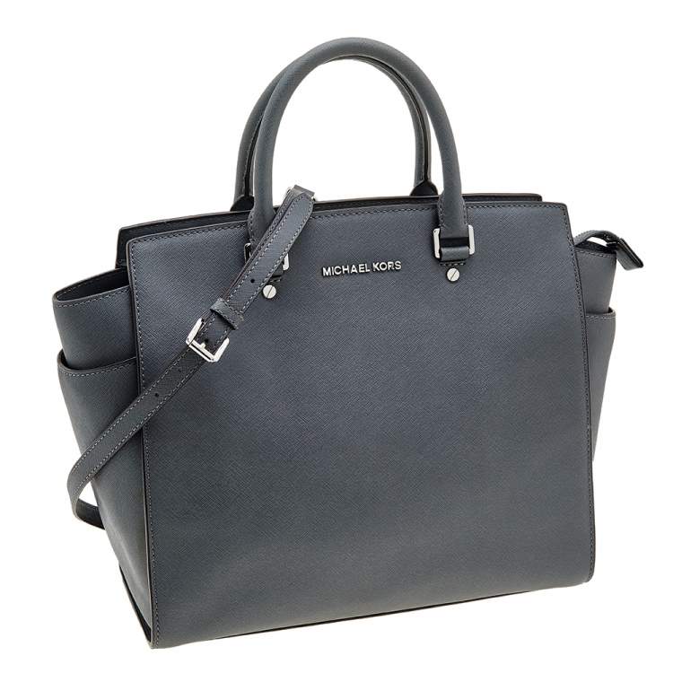 Pre Owned MICHAEL Michael Kors Grey Leather Large Selma Tote