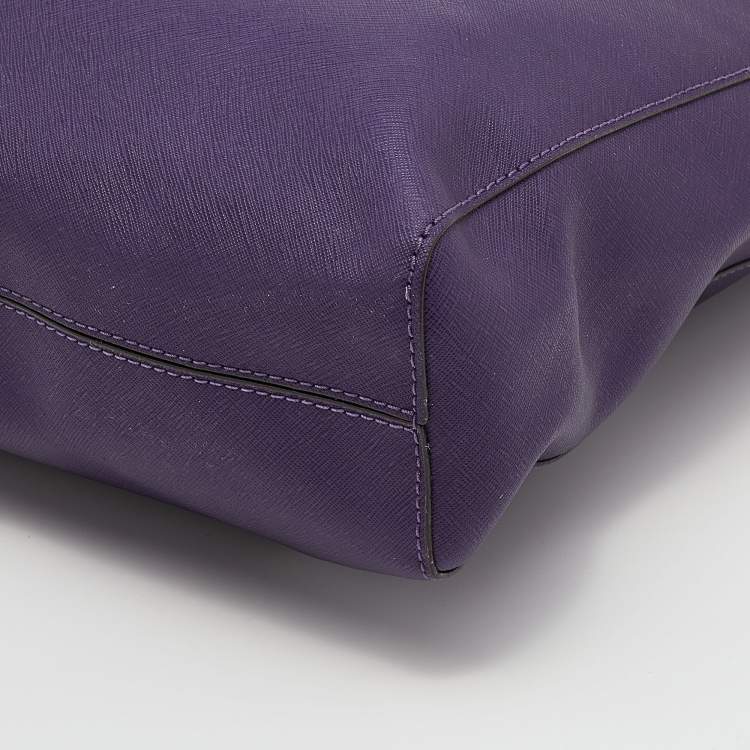 Pre Owned Michael Michael Kors Purple Leather Large Jet Set Travel Tote