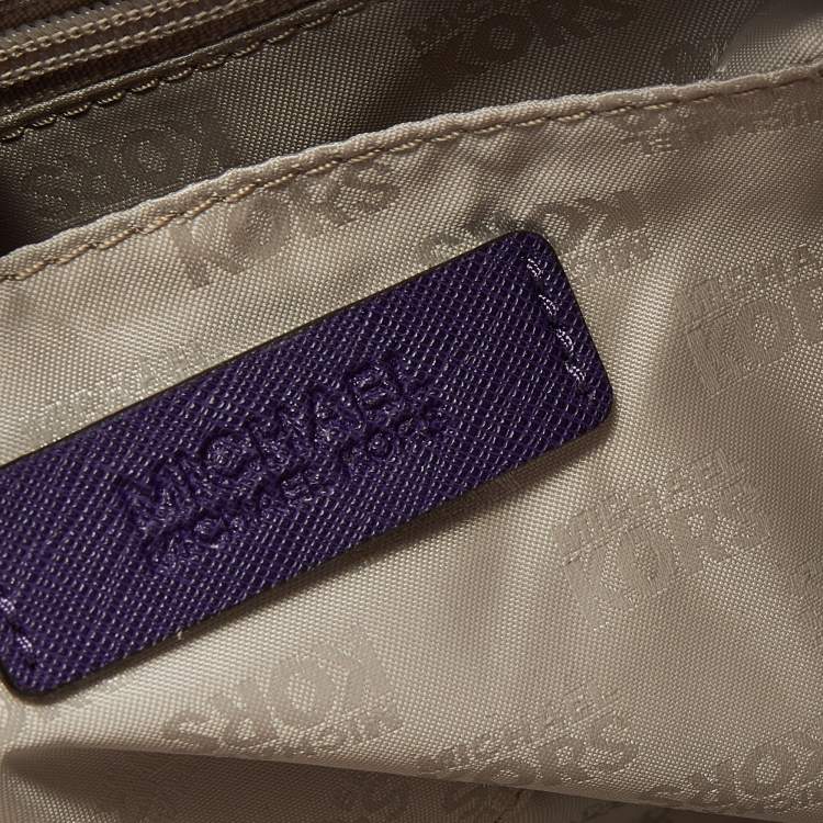 Pre Owned Michael Michael Kors Purple Leather Large Jet Set Travel Tote