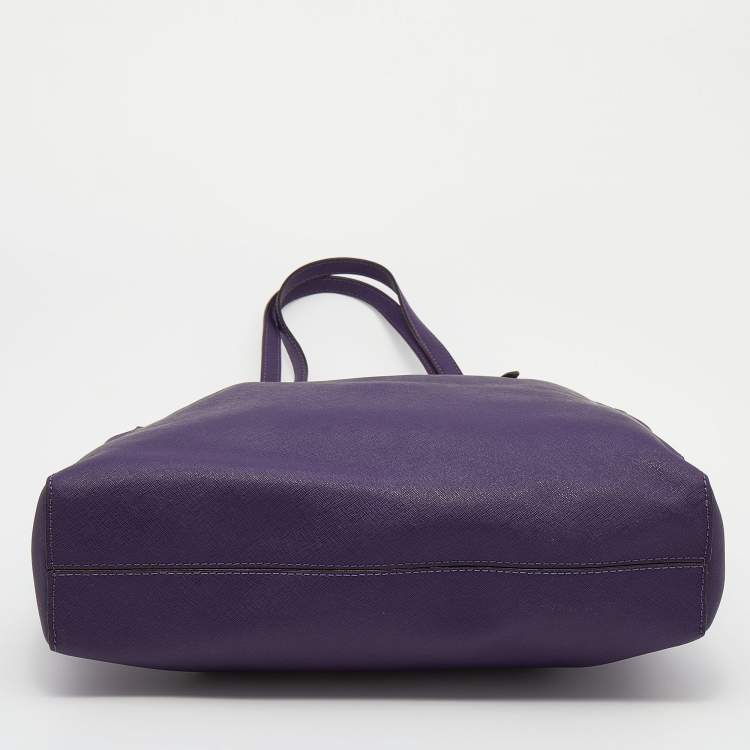 Pre Owned Michael Michael Kors Purple Leather Large Jet Set Travel Tote