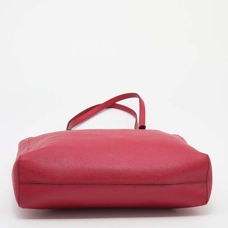 Pre Owned MICHAEL Michael Kors Red Saffiano Leather Large Jet Set Travel Tote