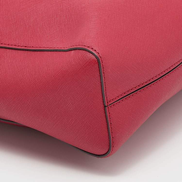 Pre Owned MICHAEL Michael Kors Red Saffiano Leather Large Jet Set Travel Tote