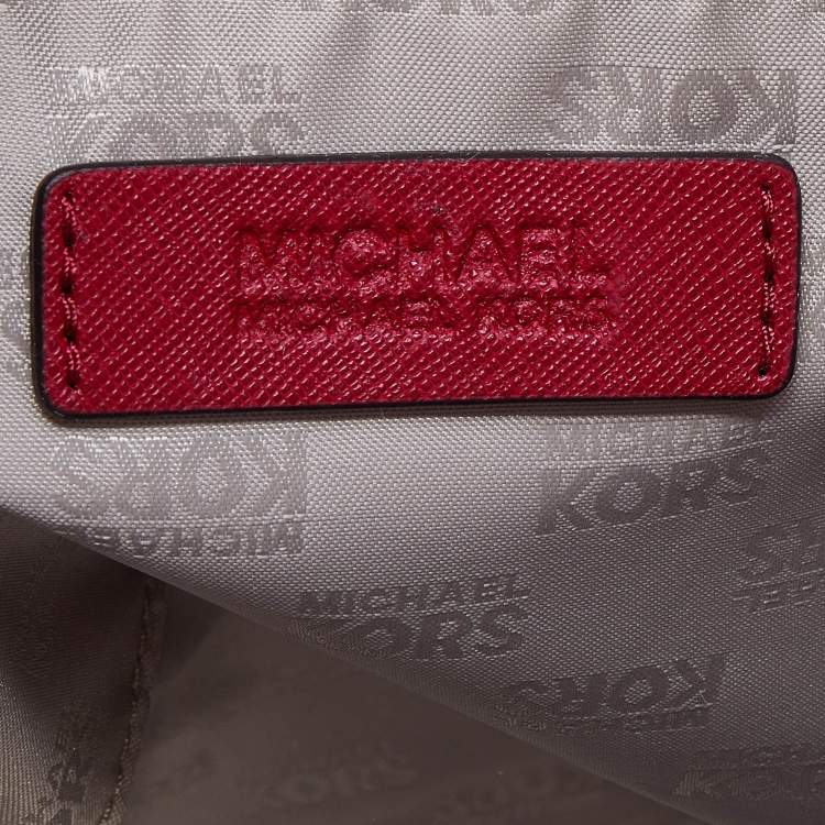 Pre Owned MICHAEL Michael Kors Red Saffiano Leather Large Jet Set Travel Tote