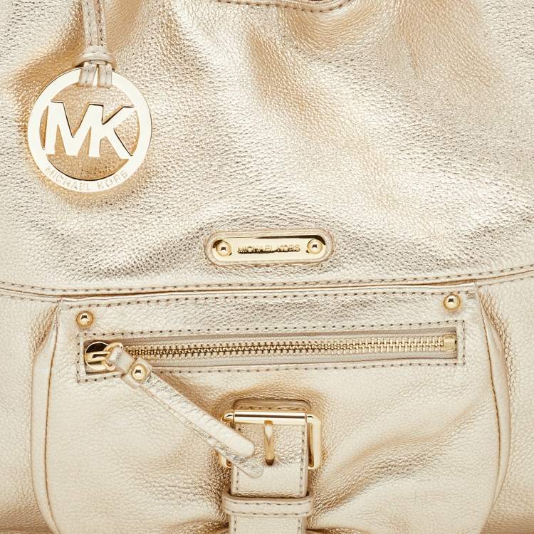 Pre Owned MICHAEL Michael Kors Gold Leather Large Shoulder Bag
