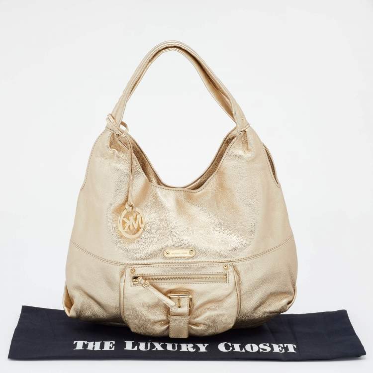 Pre Owned MICHAEL Michael Kors Gold Leather Large Shoulder Bag