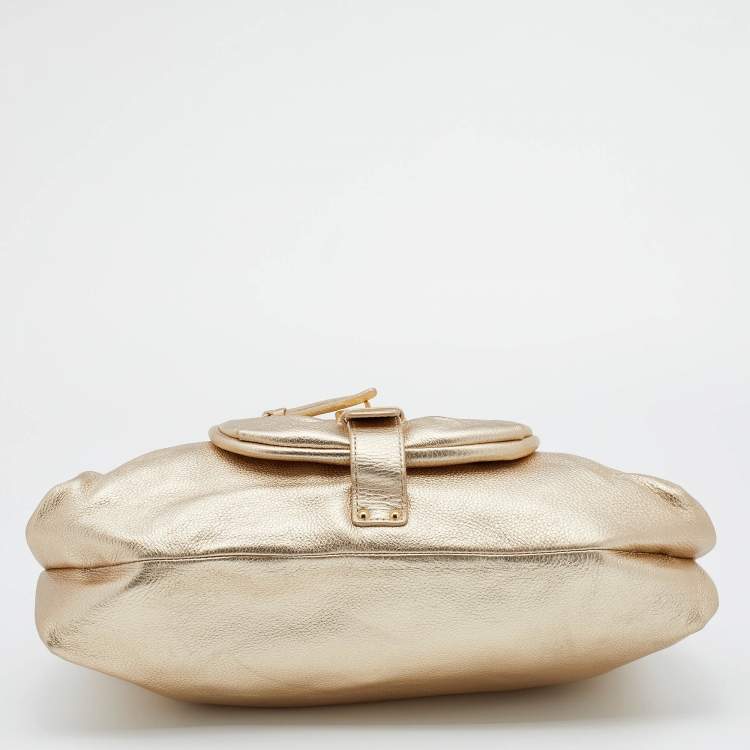 Pre Owned MICHAEL Michael Kors Gold Leather Large Shoulder Bag