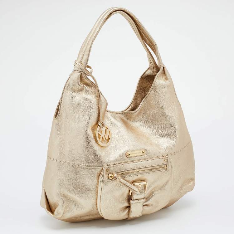 Pre Owned MICHAEL Michael Kors Gold Leather Large Shoulder Bag