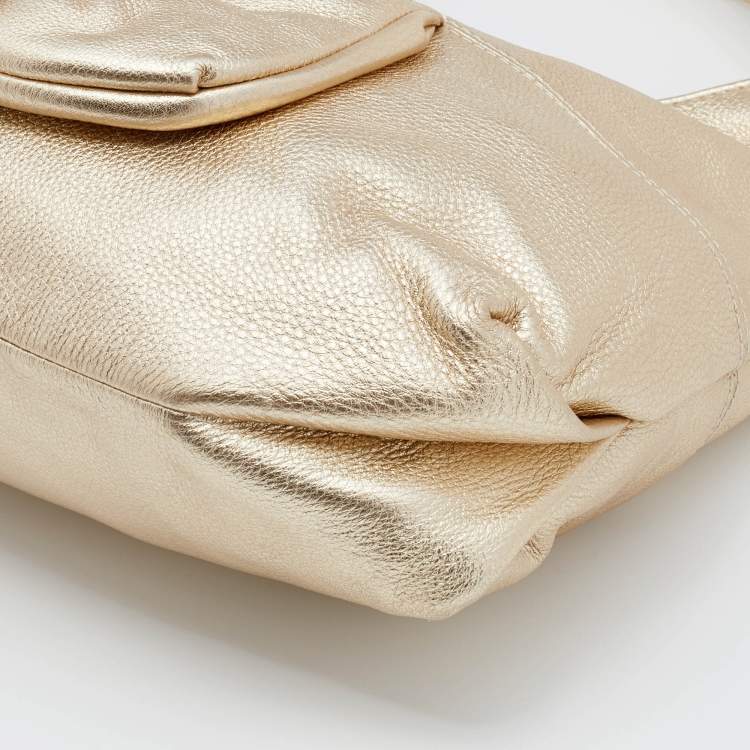 Pre Owned MICHAEL Michael Kors Gold Leather Large Shoulder Bag