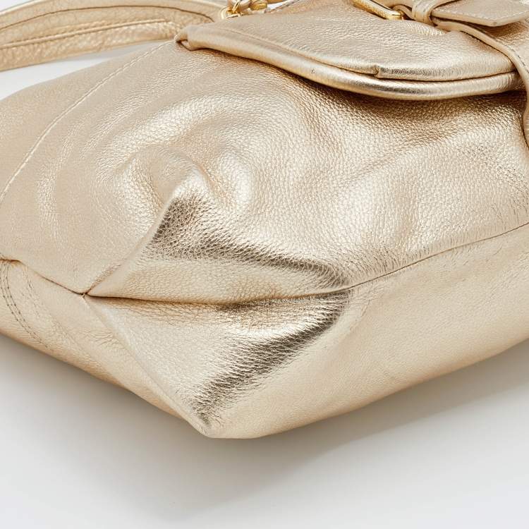 Pre Owned MICHAEL Michael Kors Gold Leather Large Shoulder Bag