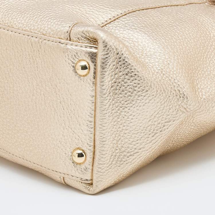 Pre Owned MICHAEL Michael Kors Gold Leather Jet Set Top Zip Tote