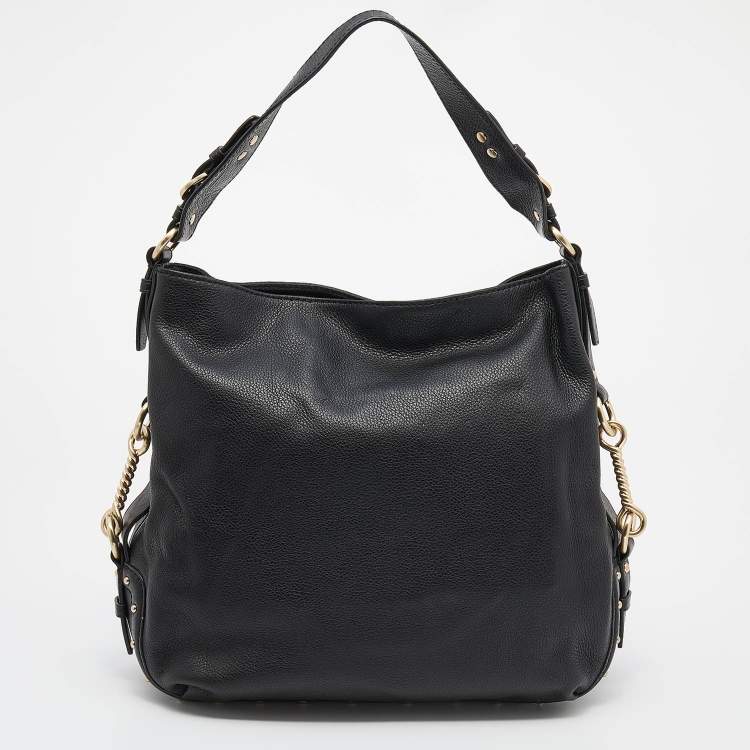 Pre Owned MICHAEL Michael Kors Black Leather Large Big Valley Hobo