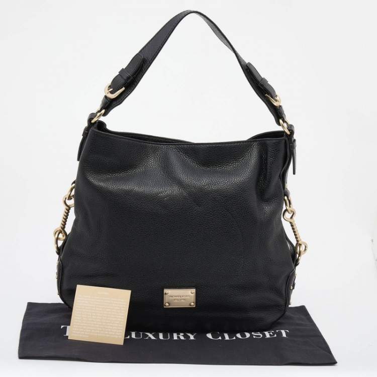 Pre Owned MICHAEL Michael Kors Black Leather Large Big Valley Hobo