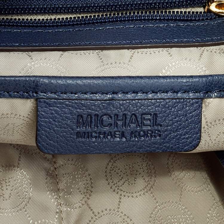 Pre Owned Michael Michael Kors Blue Leather Large Channing Tote