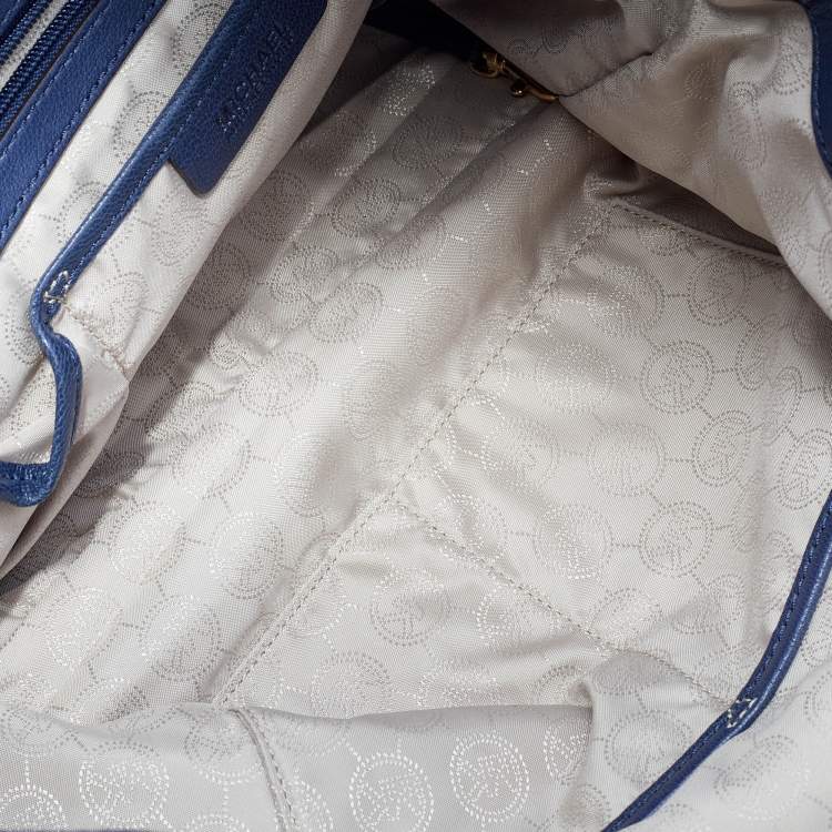 Pre Owned Michael Michael Kors Blue Leather Large Channing Tote