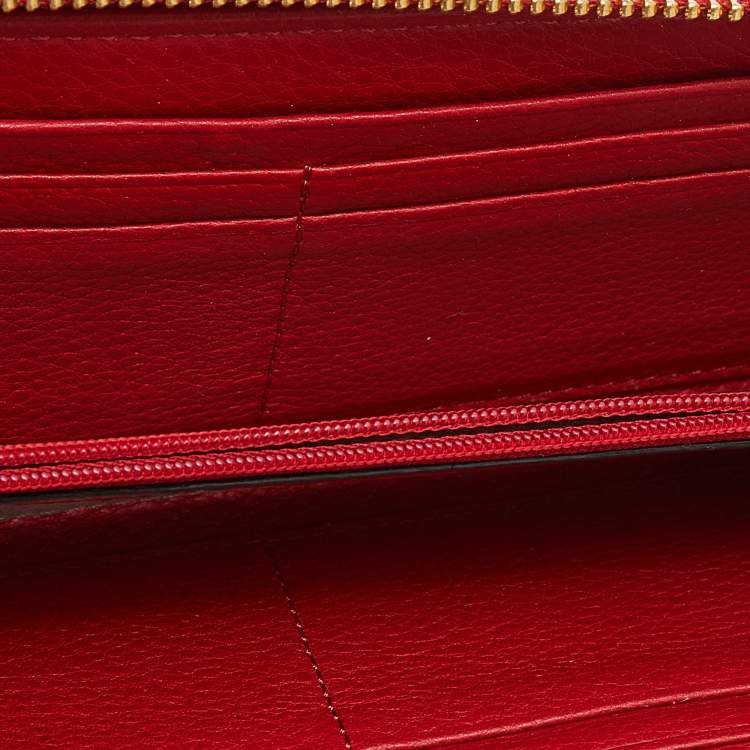 Michael Kors Red Leather Jet Set Zip Around Continental Wallet Michael Kors