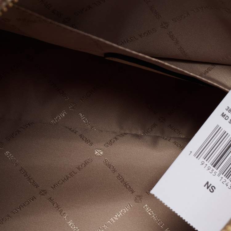 Pre Owned MICHAEL Michael Kors White/Beige Coated Canvas And Leather Grayson Satchel