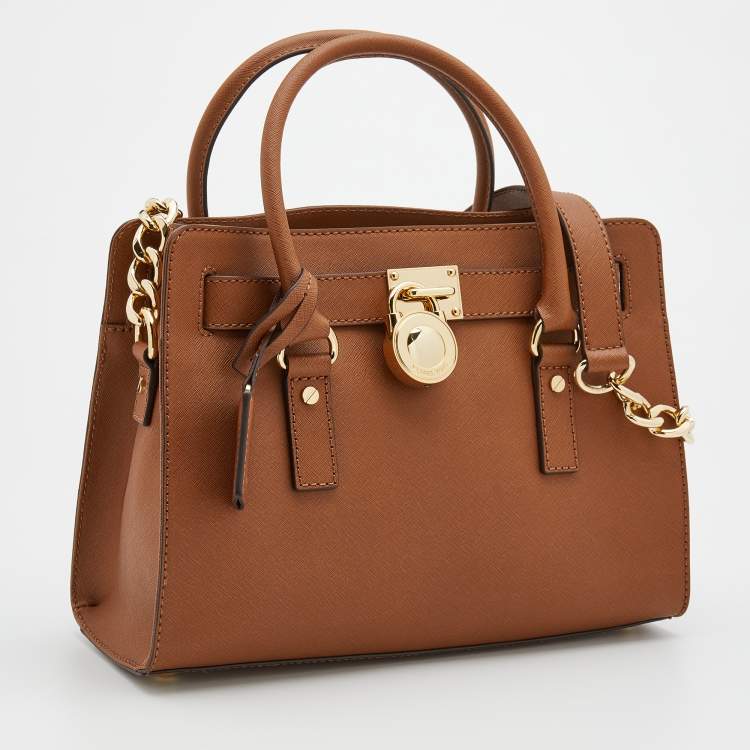 Pre Owned MICHAEL Michael Kors Brown Leather East/West Hamilton Satchel