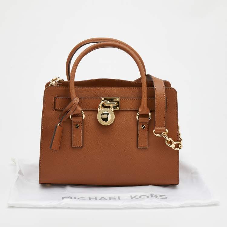 Pre Owned MICHAEL Michael Kors Brown Leather East/West Hamilton Satchel