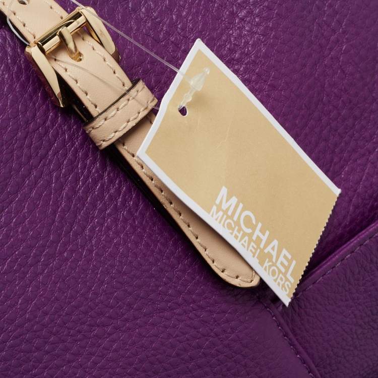 Pre Owned MICHAEL Michael Kors Purple Leather Top Zip Jet Set Tote