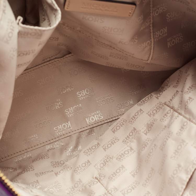 Pre Owned MICHAEL Michael Kors Purple Leather Top Zip Jet Set Tote