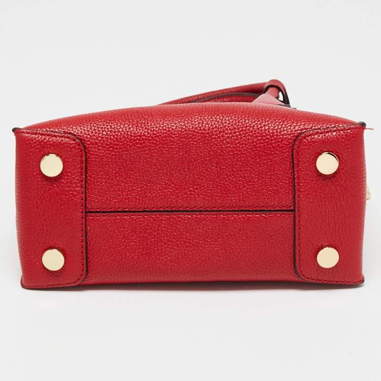 Pre Owned MICHAEL Michael Kors Red Pebbled Leather Mini Mercer Tote