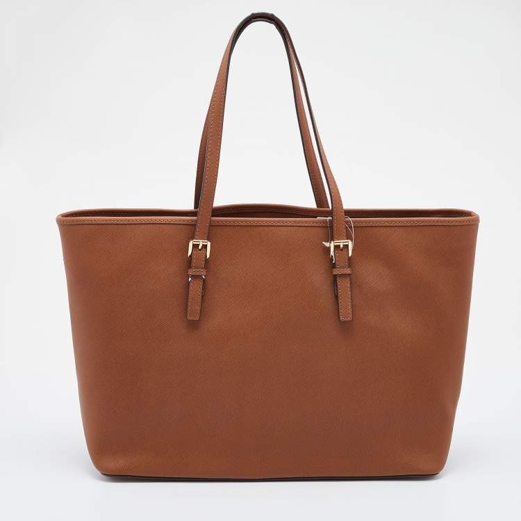 Pre Owned MICHAEL Michael Kors Brown Leather Jet Set Tote