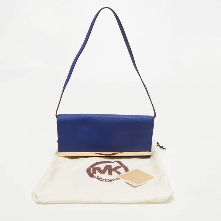 Pre Owned MICHAEL Michael Kors Blue Leather Tilda Clutch Bag