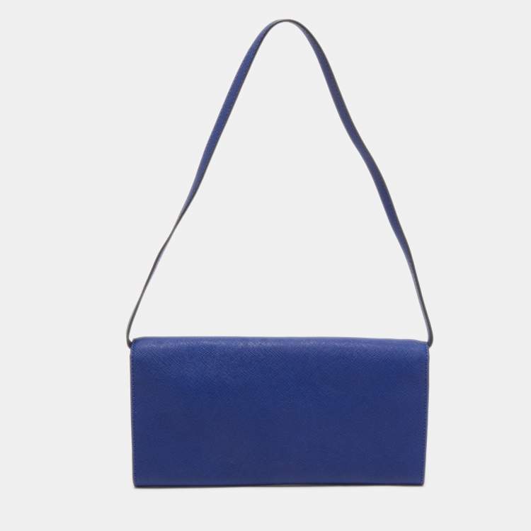 Pre Owned MICHAEL Michael Kors Blue Leather Tilda Clutch Bag