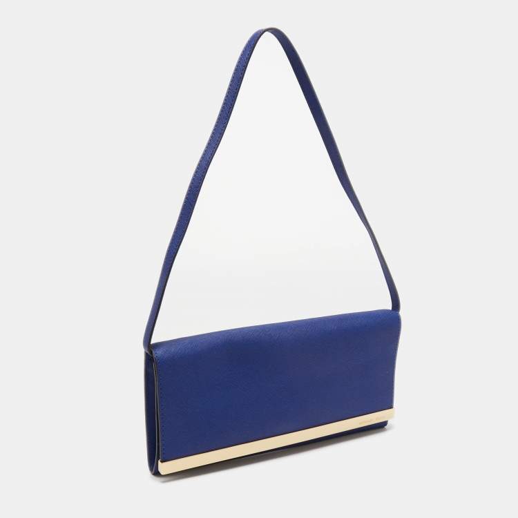Pre Owned MICHAEL Michael Kors Blue Leather Tilda Clutch Bag