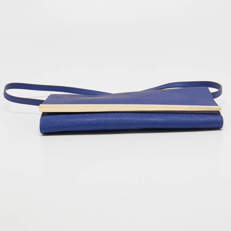Pre Owned MICHAEL Michael Kors Blue Leather Tilda Clutch Bag