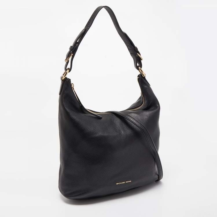 Pre Owned MICHAEL Michael Kors Black Leather Large Lupita  Hobo 