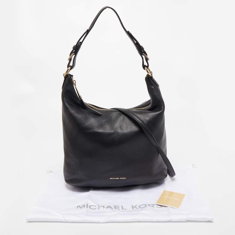 Pre Owned MICHAEL Michael Kors Black Leather Large Lupita  Hobo 