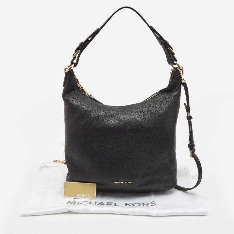Pre Owned MICHAEL Michael Kors Black Leather Large Lupita Hobo