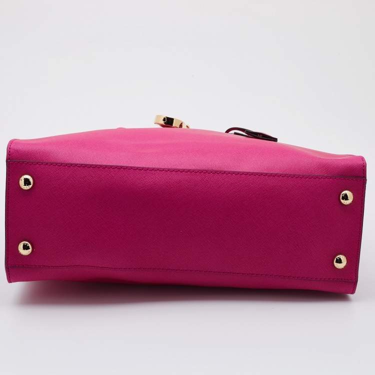 Pre Owned MICHAEL Michael Kors Pink Leather Large Hamilton North South Tote