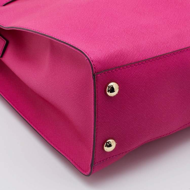 Pre Owned MICHAEL Michael Kors Pink Leather Large Hamilton North South Tote