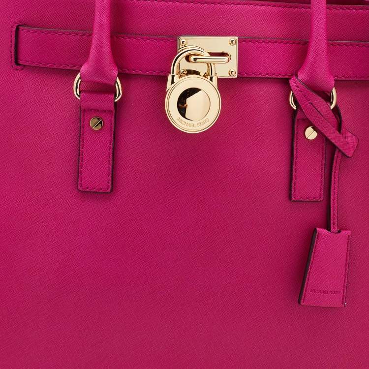 Pre Owned MICHAEL Michael Kors Pink Leather Large Hamilton North South Tote