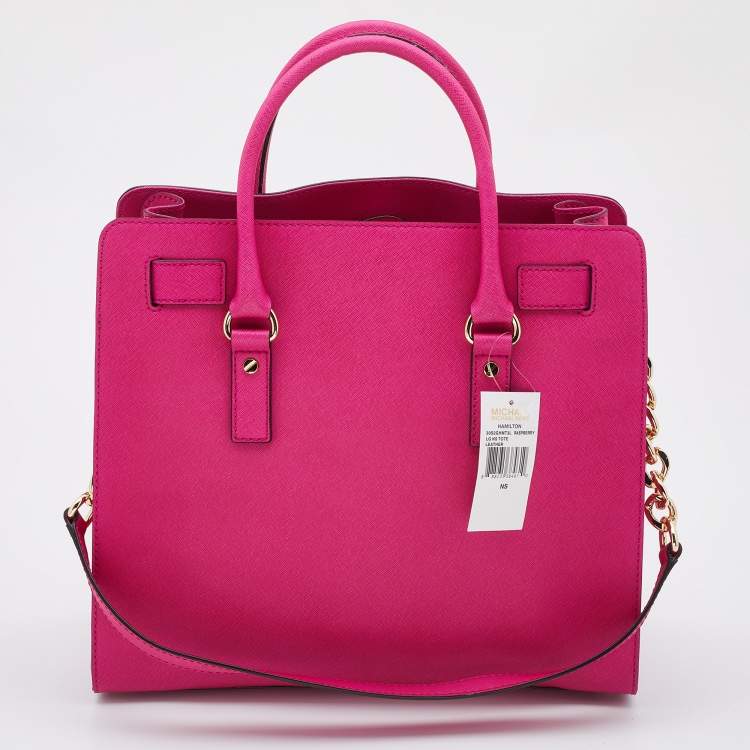 Pre Owned MICHAEL Michael Kors Pink Leather Large Hamilton North South Tote